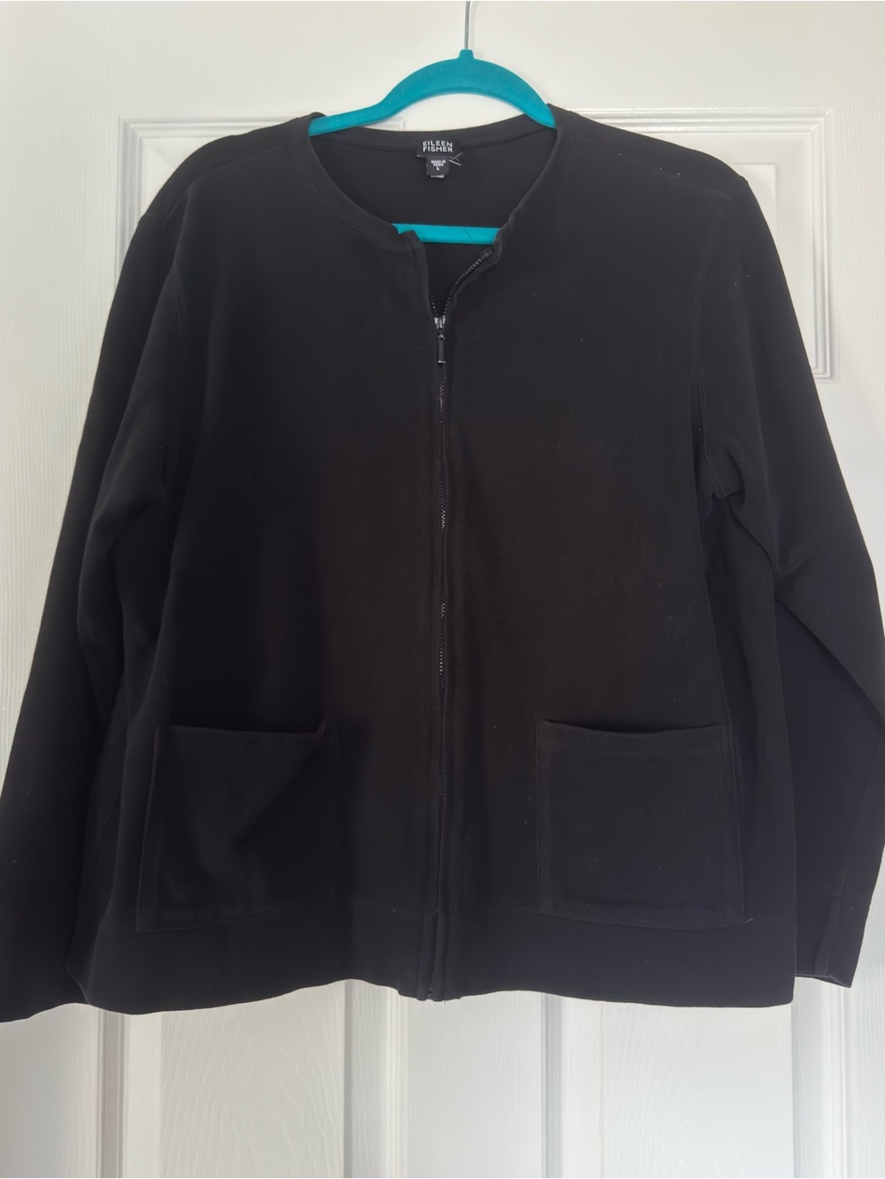 Eileen Fisher Black Zip-Up Bomber Jacket